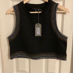 All Saints. Black Crochet Lila Top